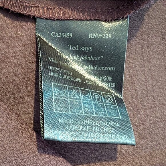 Ted Baker Chocolate Silk A-line Dress Sz 3 (US 8) - Picture 5 of 6